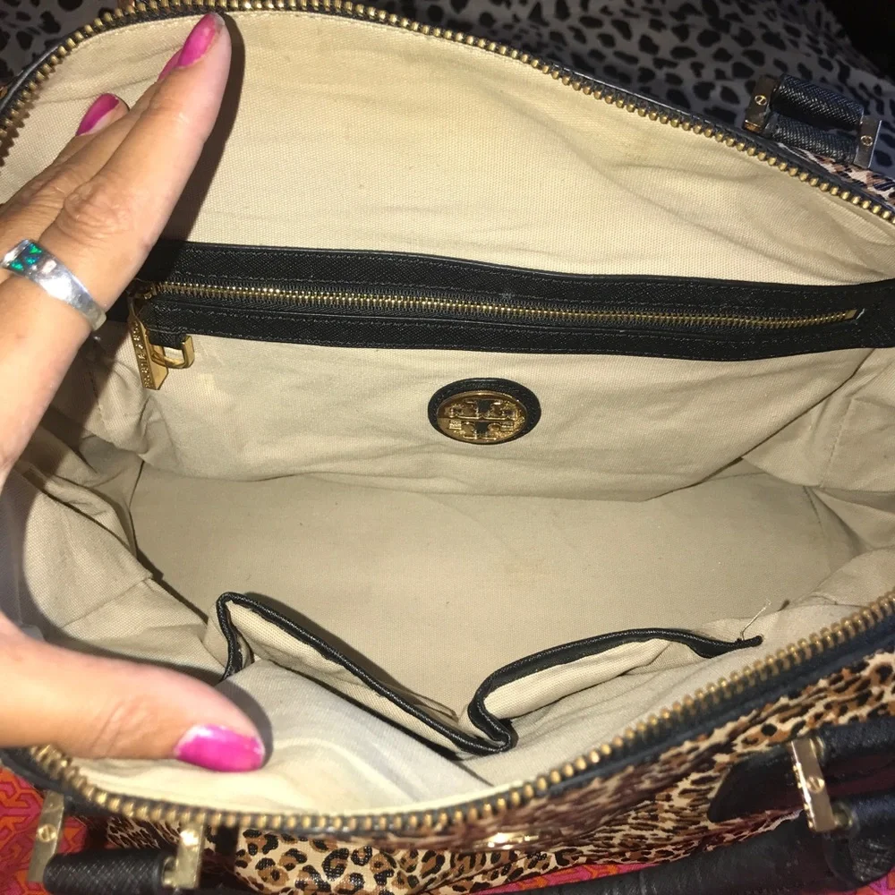 Tory Burch Leopard Print Bag with Black Accents